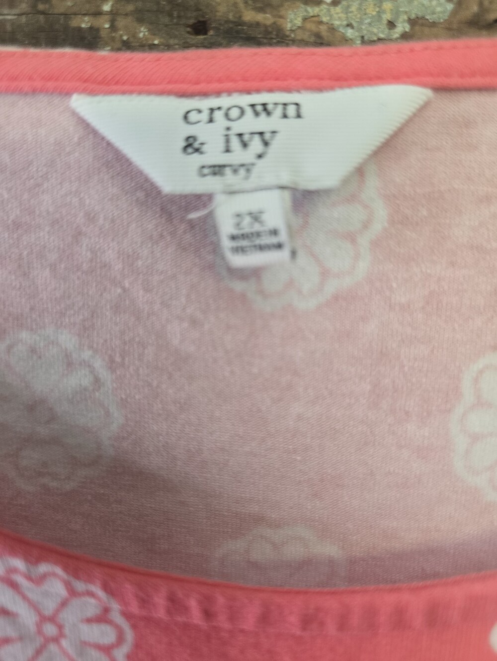 crown & ivy Coral Pink Printed Dress, Size 2X - Picture 3 of 4